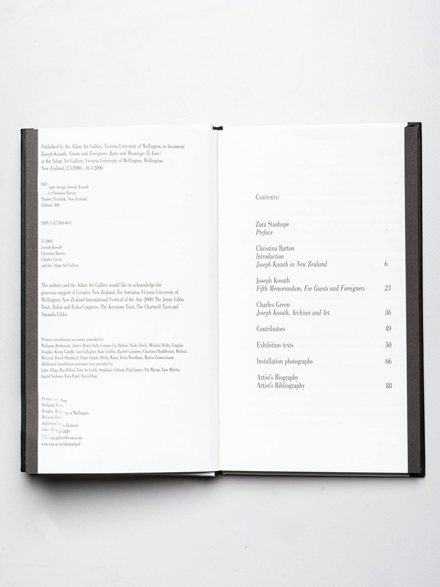 Joseph Kosuth: Guests and Foreigners, Rules and Meanings (Te Kore) | 2004