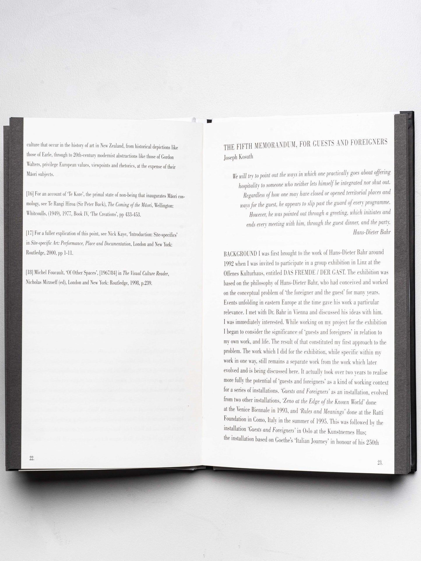 Joseph Kosuth: Guests and Foreigners, Rules and Meanings (Te Kore) | 2004